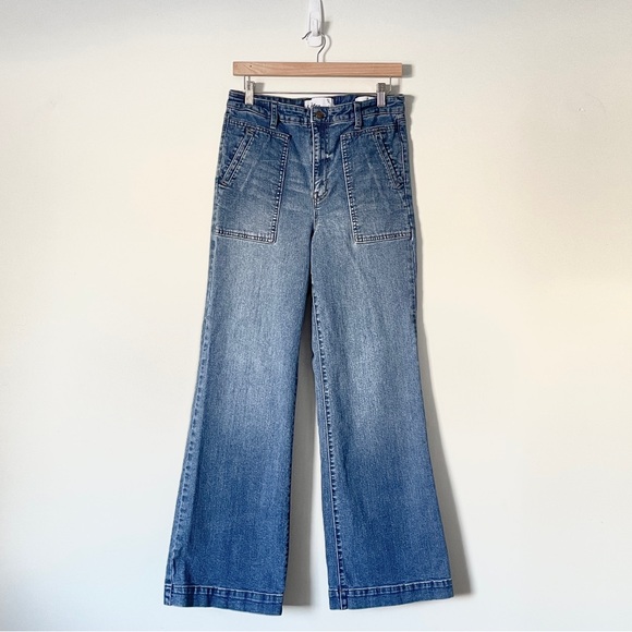 SAM EDELMAN Codie Jean 29 Blue High Rise Wide Leg 70’s Retro Style Hippy Flare - Picture 2 of 14